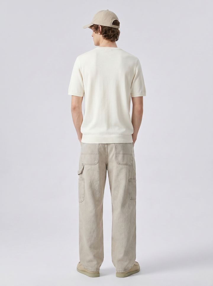 Herren T-Shirt aus Feinstrick aus Wolle mit kurzen Ärmeln