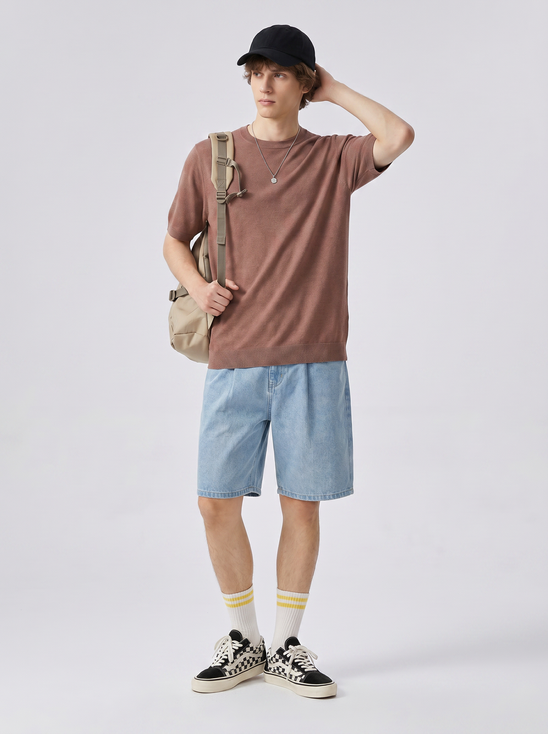 Herren T-Shirt aus Feinstrick aus Wolle mit kurzen Ärmeln