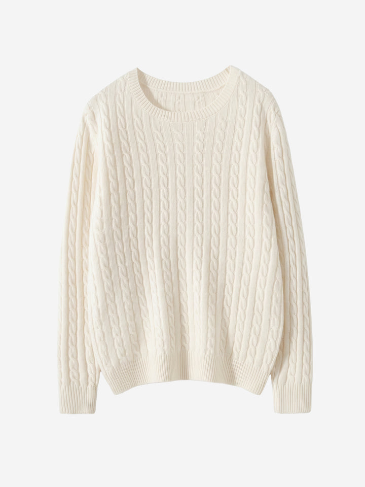 Pull ras du cou en cachemire torsadé pour femme