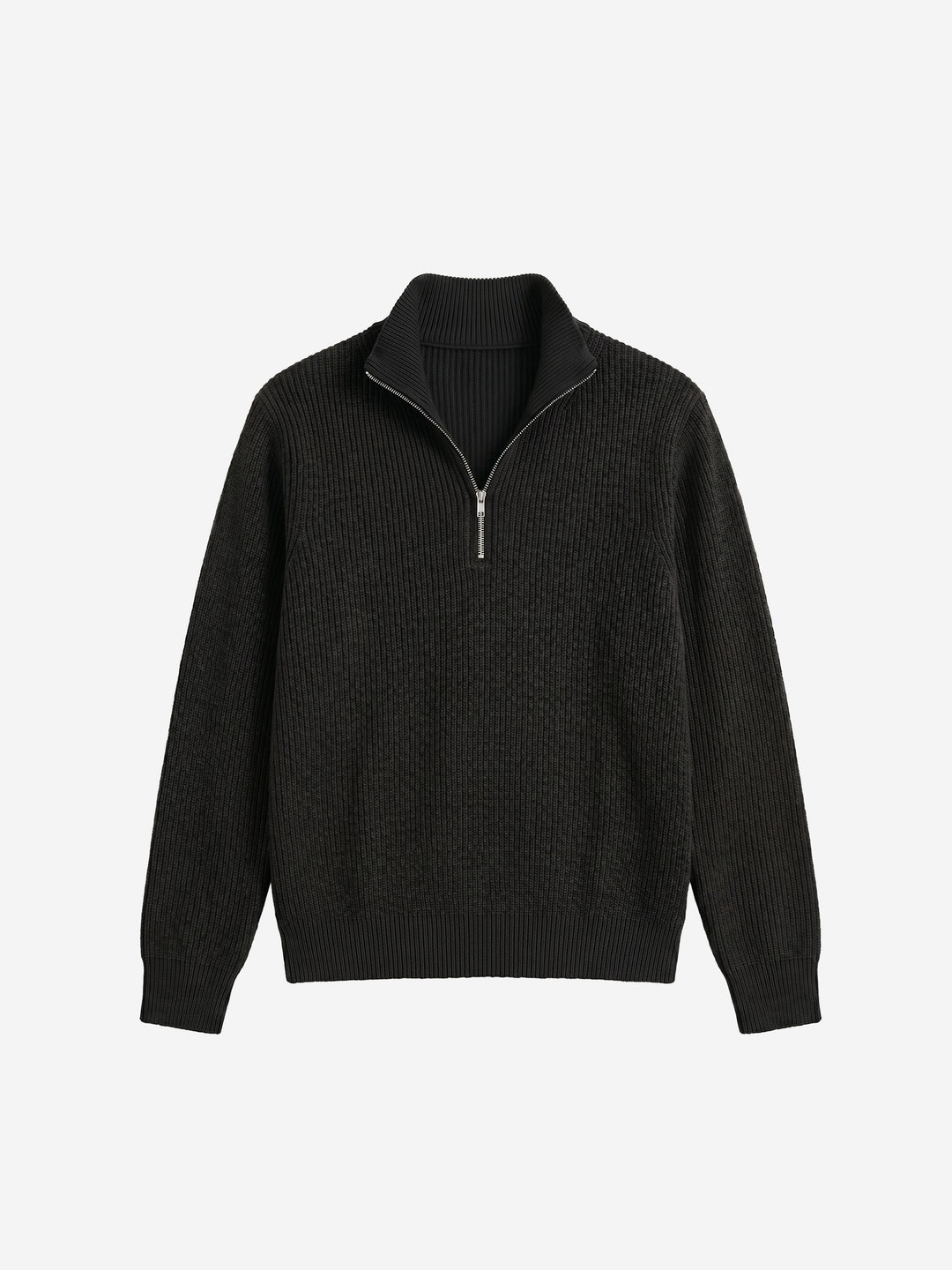 Unisex Half-Zip Mock Neck Wool Blend Knit Sweater