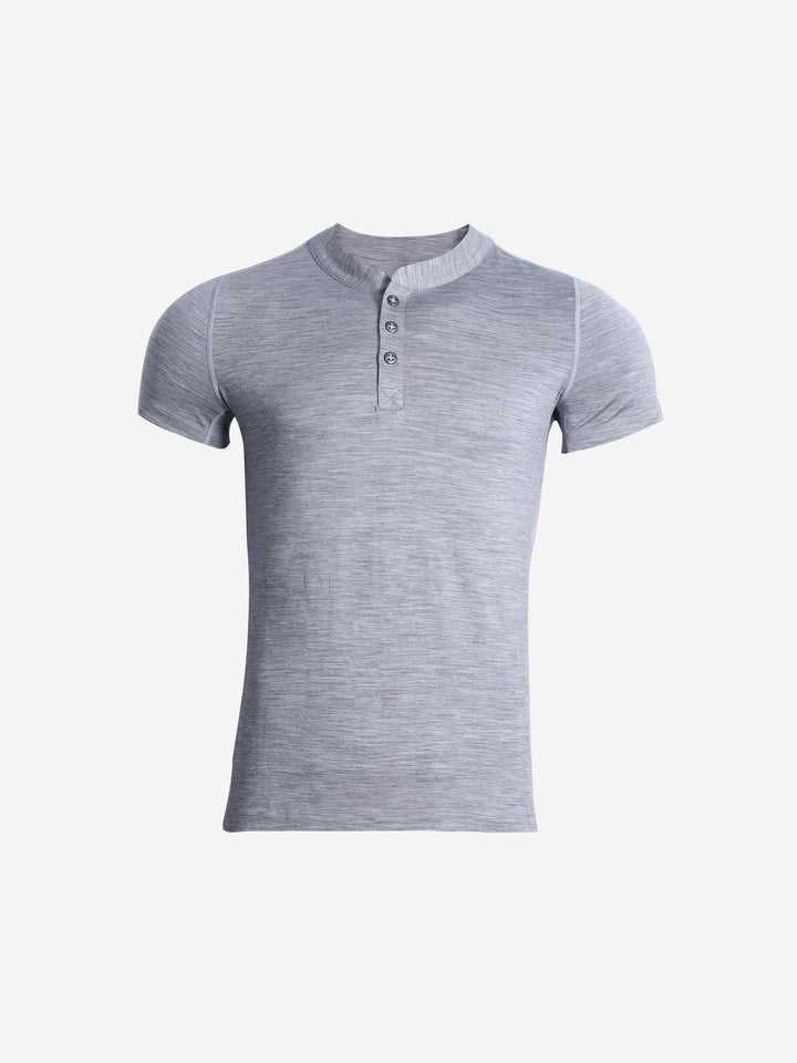 T-shirt Henley en laine mérinos à séchage rapide pour homme, idéal pour la randonnée et les activités de plein air