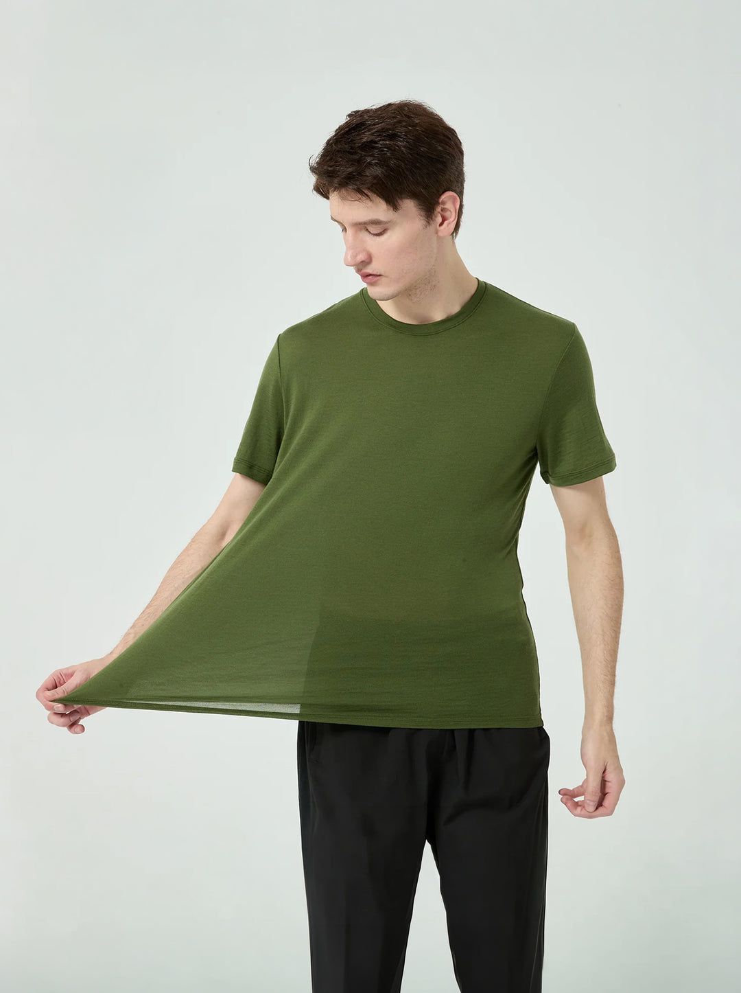 Men Merino Wool T Shirt Quick Dry Outdoor Performance Tee Lightweight Hiking Running Top